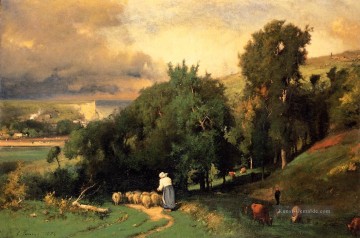 Hillside bei Etretet Landschaft Tonalist George Inness Ölgemälde